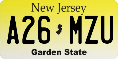 NJ license plate A26MZU
