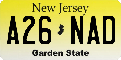 NJ license plate A26NAD