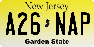 NJ license plate A26NAP