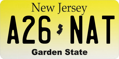 NJ license plate A26NAT