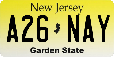 NJ license plate A26NAY
