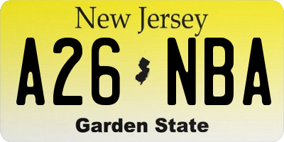 NJ license plate A26NBA
