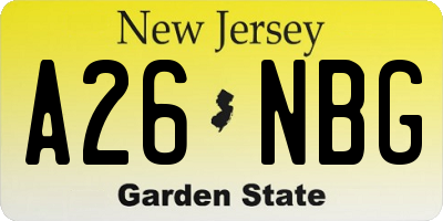NJ license plate A26NBG