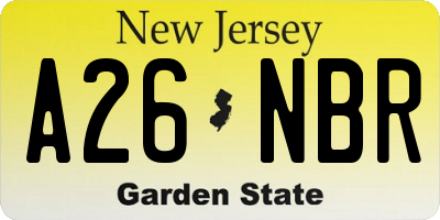 NJ license plate A26NBR