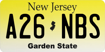 NJ license plate A26NBS