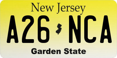 NJ license plate A26NCA