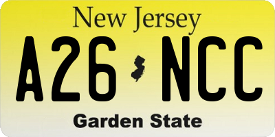 NJ license plate A26NCC