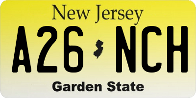 NJ license plate A26NCH