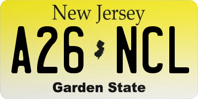 NJ license plate A26NCL