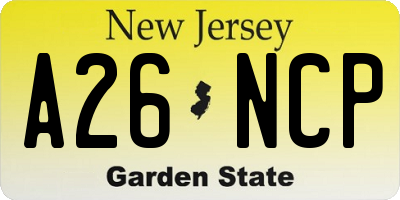 NJ license plate A26NCP