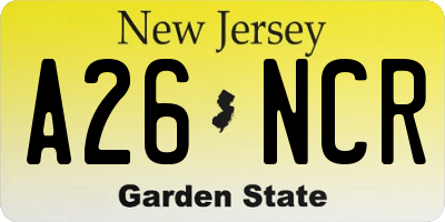 NJ license plate A26NCR