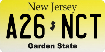 NJ license plate A26NCT