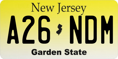 NJ license plate A26NDM
