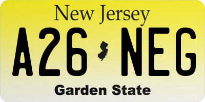 NJ license plate A26NEG