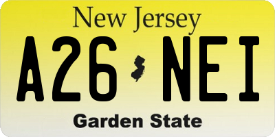 NJ license plate A26NEI