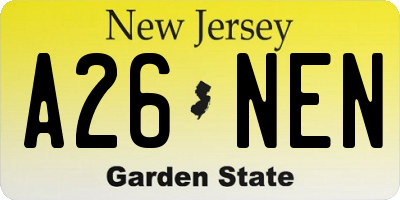 NJ license plate A26NEN