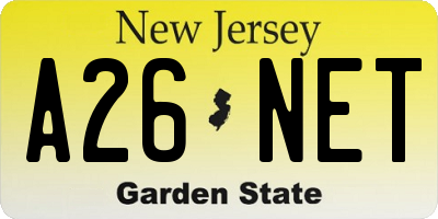 NJ license plate A26NET