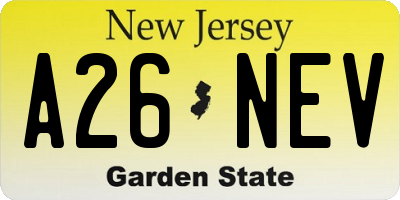 NJ license plate A26NEV