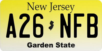 NJ license plate A26NFB