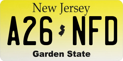 NJ license plate A26NFD