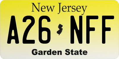 NJ license plate A26NFF