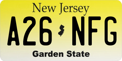 NJ license plate A26NFG