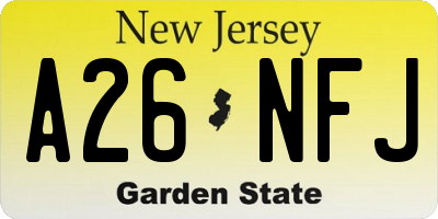 NJ license plate A26NFJ