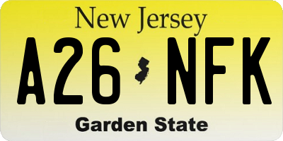 NJ license plate A26NFK