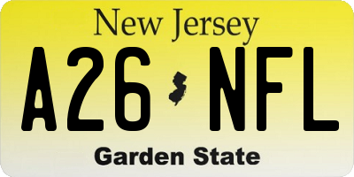 NJ license plate A26NFL