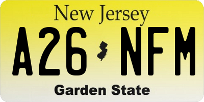 NJ license plate A26NFM