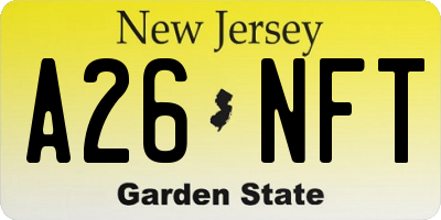NJ license plate A26NFT