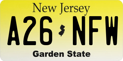 NJ license plate A26NFW