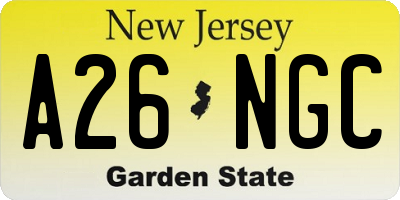 NJ license plate A26NGC
