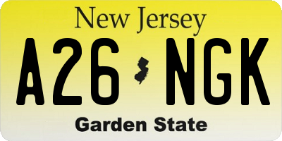 NJ license plate A26NGK