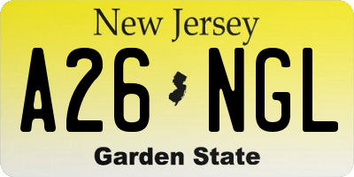 NJ license plate A26NGL