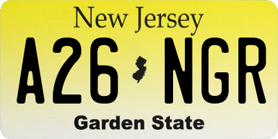 NJ license plate A26NGR