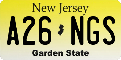 NJ license plate A26NGS