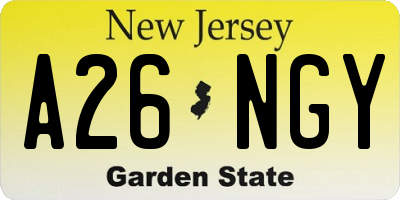NJ license plate A26NGY