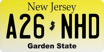 NJ license plate A26NHD