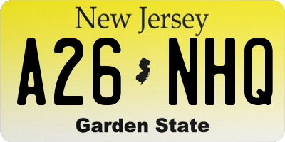 NJ license plate A26NHQ