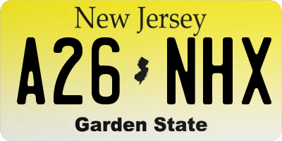 NJ license plate A26NHX