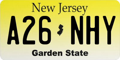 NJ license plate A26NHY
