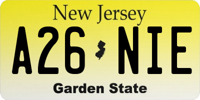 NJ license plate A26NIE