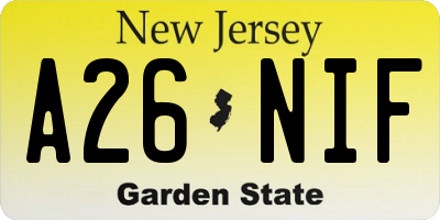 NJ license plate A26NIF