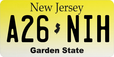 NJ license plate A26NIH