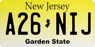 NJ license plate A26NIJ