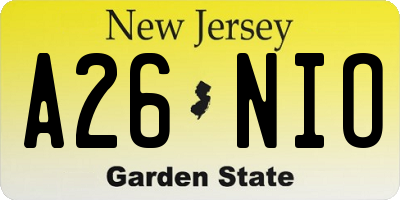 NJ license plate A26NIO