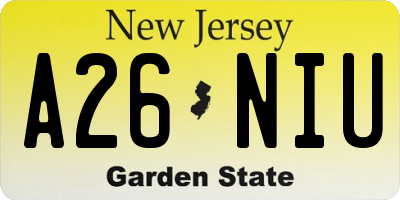 NJ license plate A26NIU
