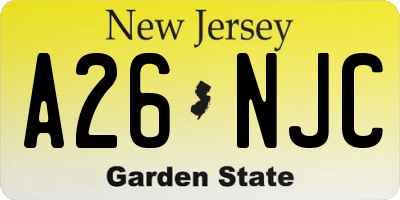 NJ license plate A26NJC