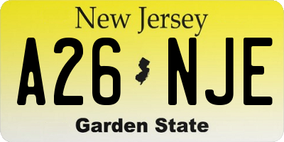 NJ license plate A26NJE
